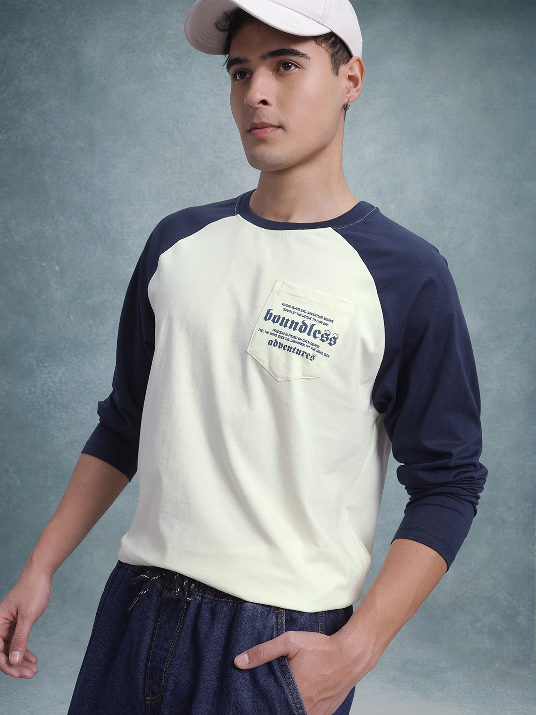 The Lifestyle Co. Typography Print Raglan Sleeves Relaxed Fit T-shirt
