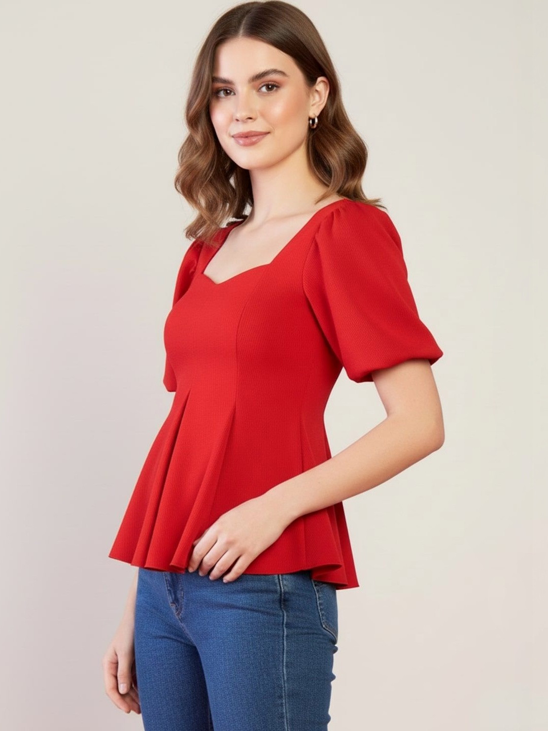 Sweetheart Neck Puff Sleeve Top